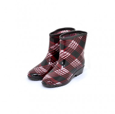 Women’s Short Boots Check Red